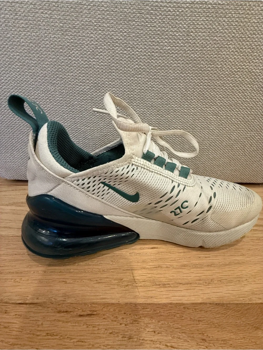 Nike Kids Air Max 270 React White Teal Lace-Up Sneakers